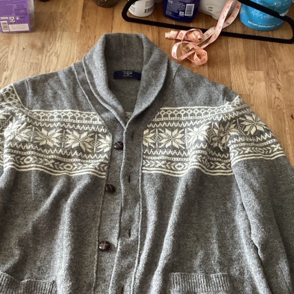 J. Crew Gray and Cream Cardigan Sweater - Picture 1 of 4